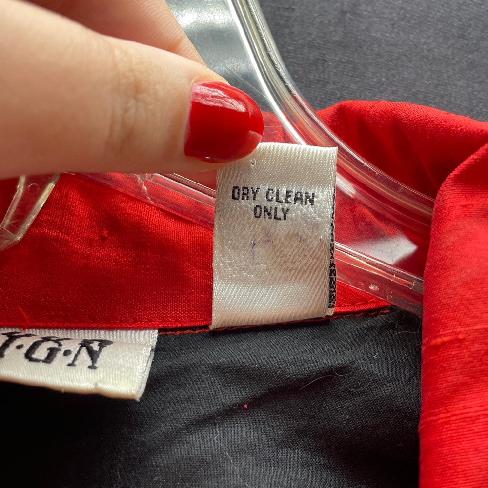 Chico’s Red Black Silk Beaded Patchwork Jacket Sz… - image 5